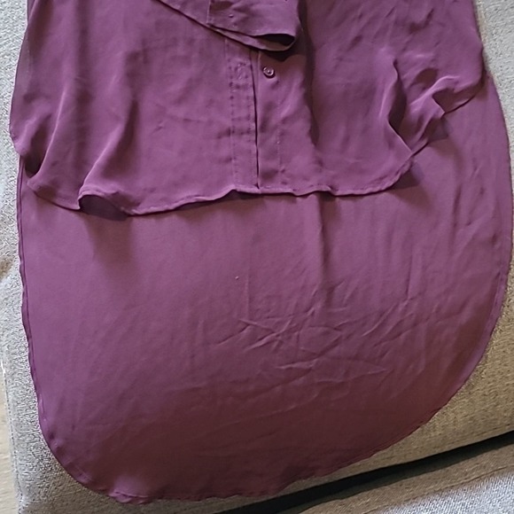 Express‎ Button Down Blouse |High/low Top in Plum - Picture 2 of 4